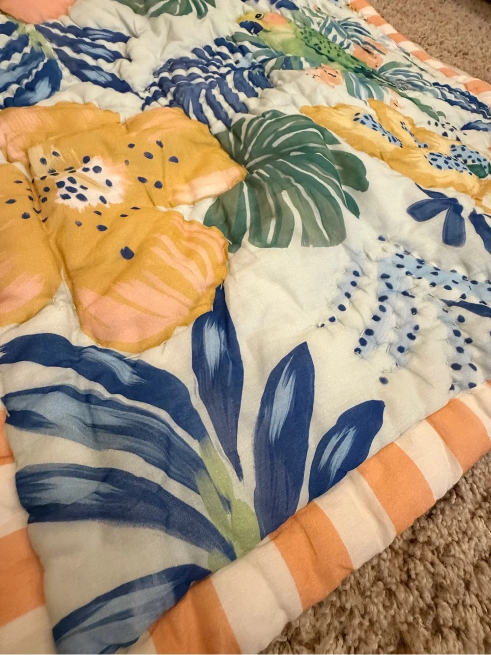 new Anthropologie Ellen merchant cotton voile euro pillow sham Floral Parrot